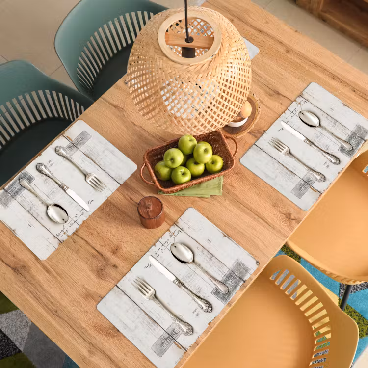 Placemat vinyl - Zilver - Bestek - Hout — 3