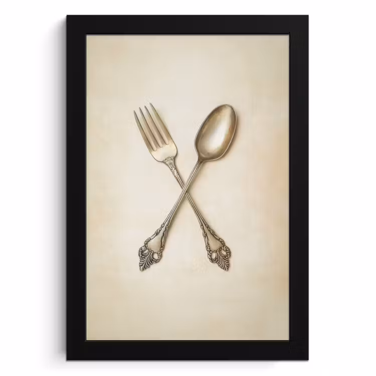 Poster met lijst - Beige - Vintage - Bestek — 1