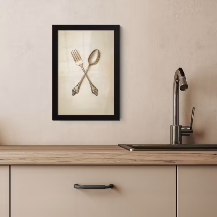 Poster met lijst - Beige - Vintage - Bestek — 3