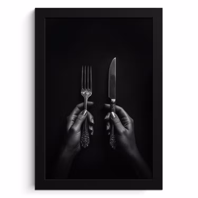 Poster met lijst - Bestek - Zwart - Wit — 1