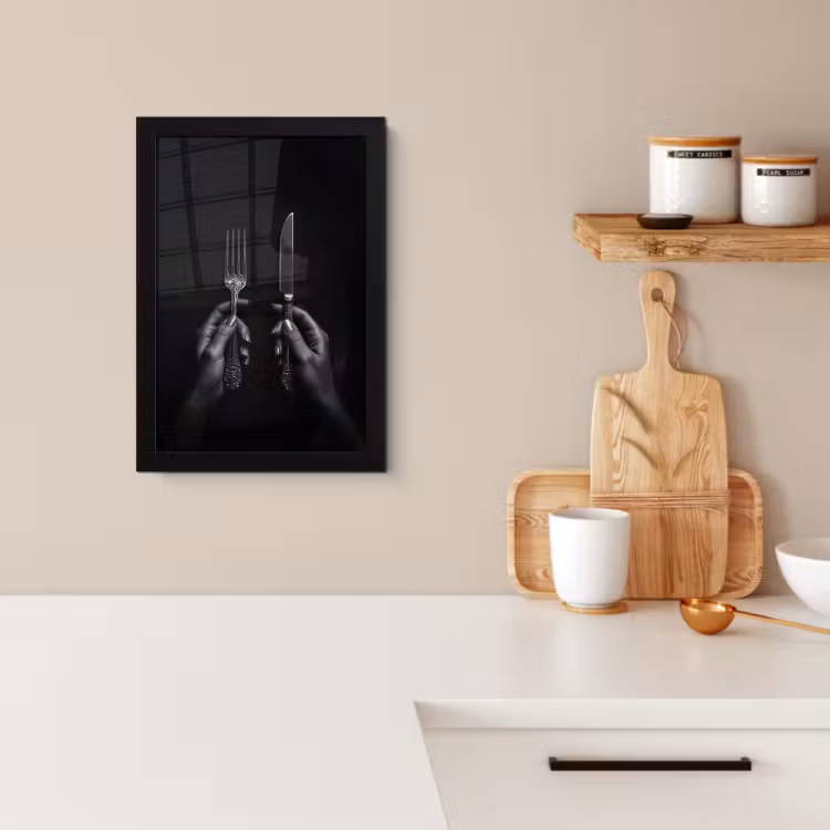 Poster met lijst - Bestek - Zwart - Wit — 2