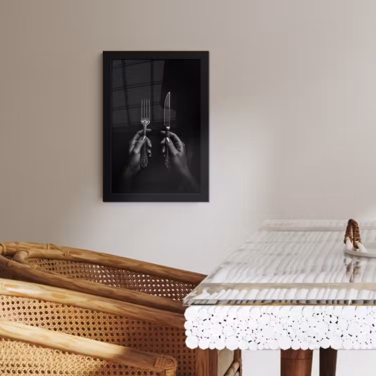 Poster met lijst - Bestek - Zwart - Wit — 4