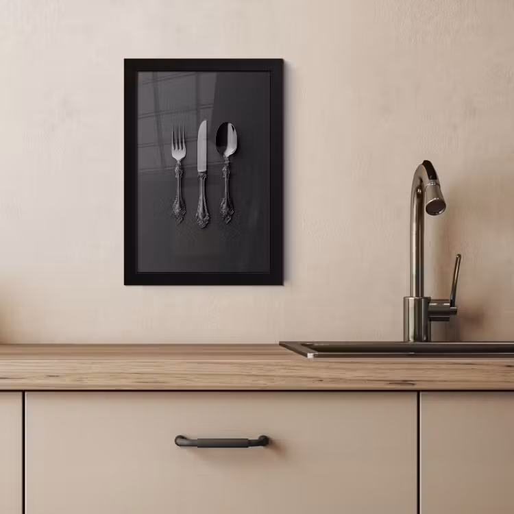 Poster met lijst - Bestek - Zwart — 3