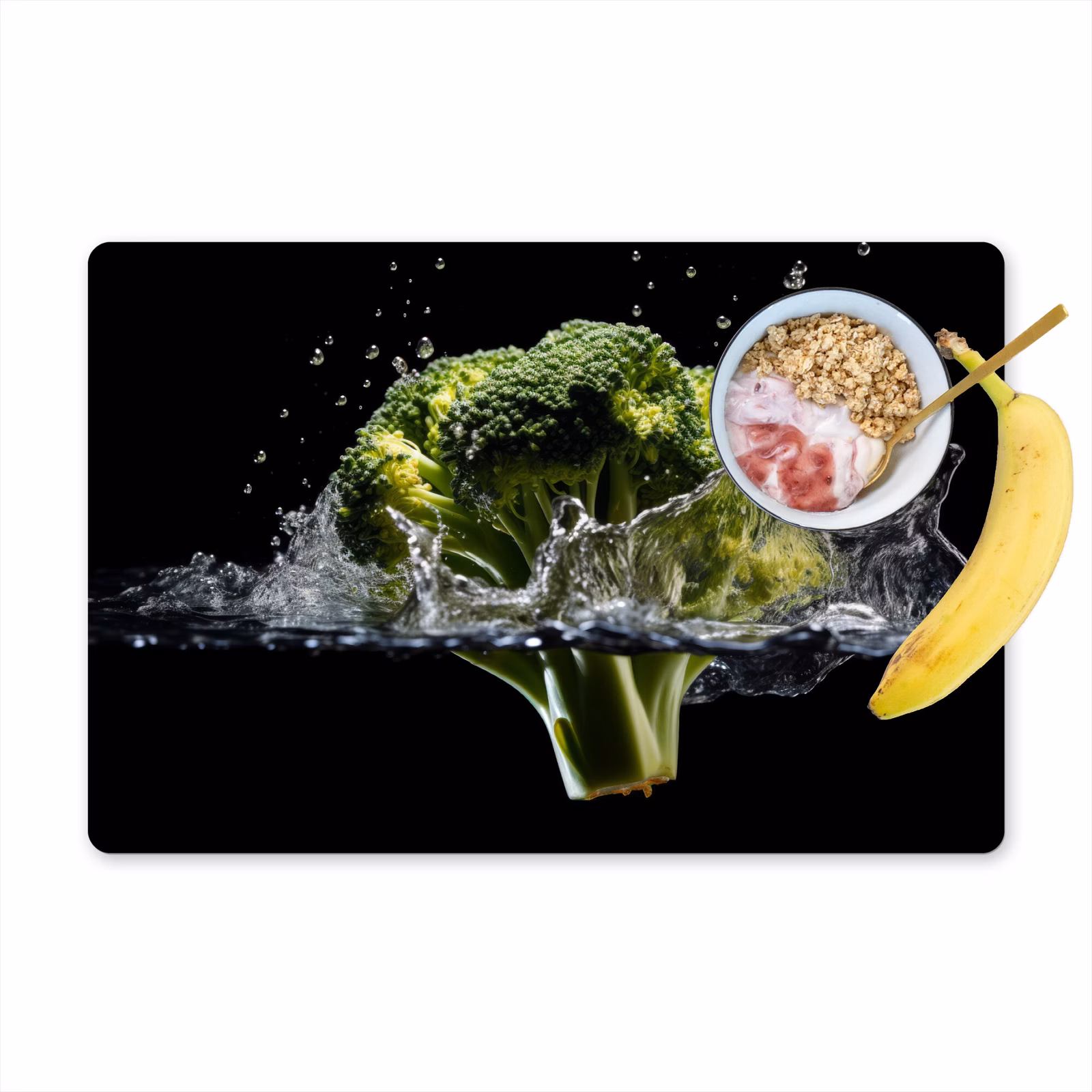 Placemat vinyl - Broccoli - Groen - Water - Zwart — 1