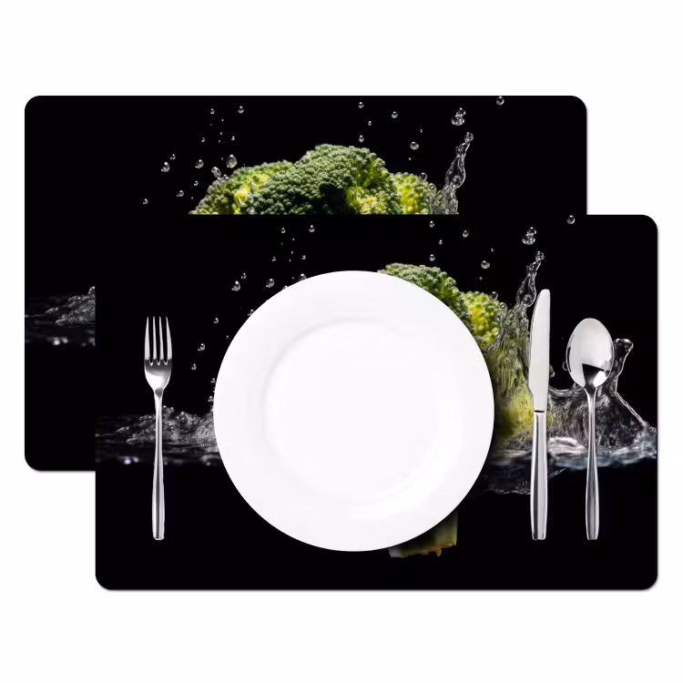 Placemat vinyl - Broccoli - Groen - Water - Zwart — 2