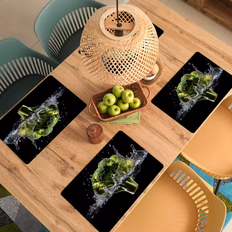 Placemat vinyl - Broccoli - Groen - Water - Zwart — 3