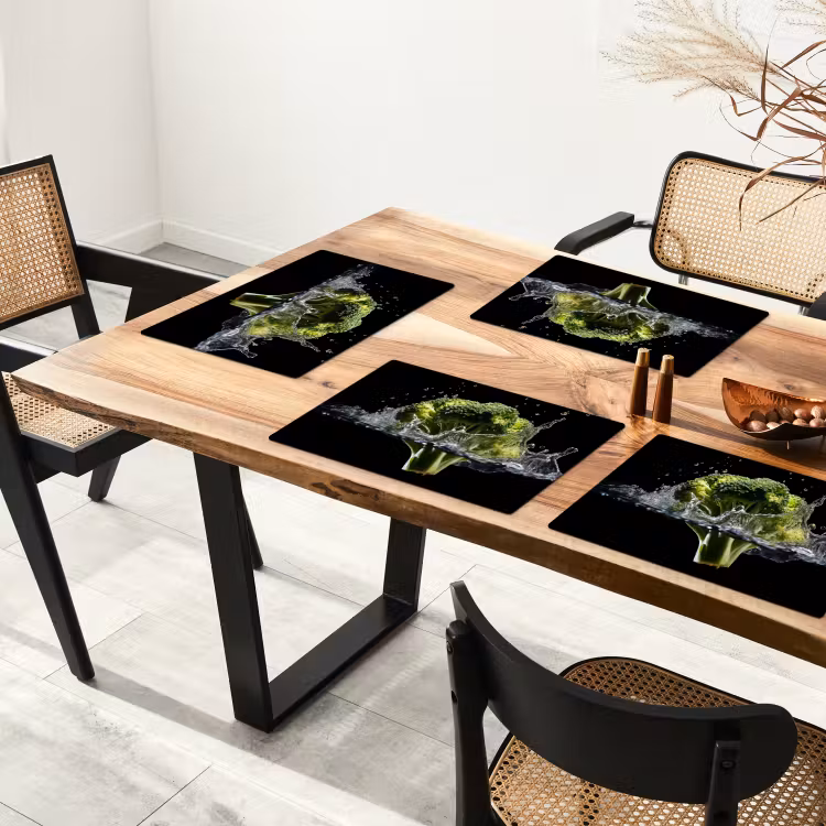 Placemat vinyl - Broccoli - Groen - Water - Zwart — 4