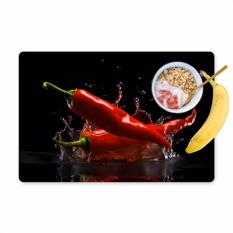 Placemat vinyl - Peper - Rood - Zwart - Water - Groente — 1
