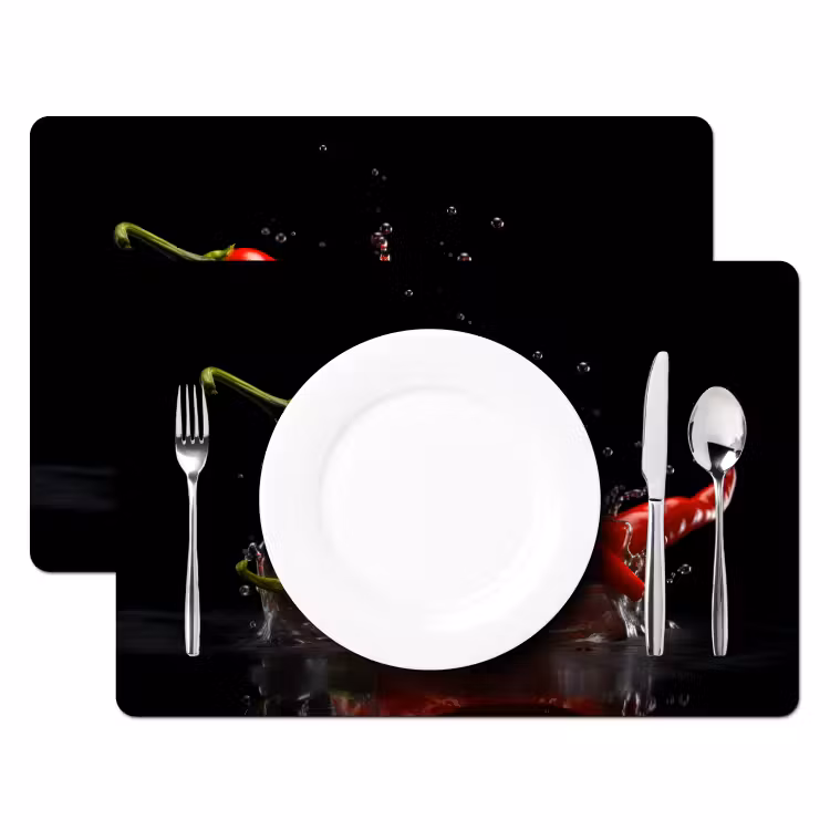 Placemat vinyl - Peper - Rood - Zwart - Water - Groente — 2
