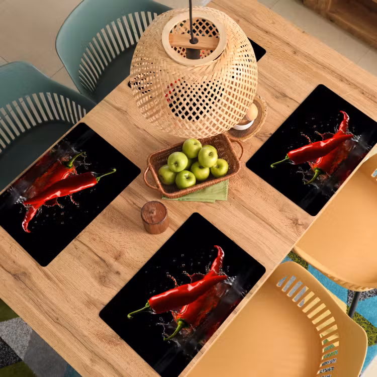 Placemat vinyl - Peper - Rood - Zwart - Water - Groente — 3