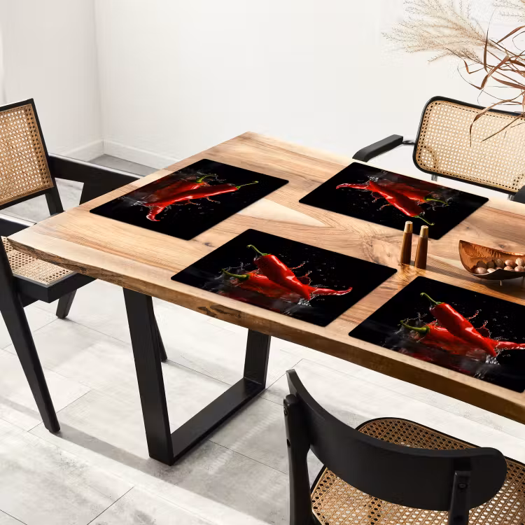Placemat vinyl - Peper - Rood - Zwart - Water - Groente — 4