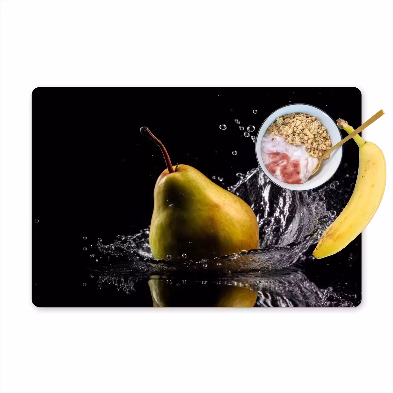 Placemat vinyl - Peer - Fruit - Water - Zwart — 1