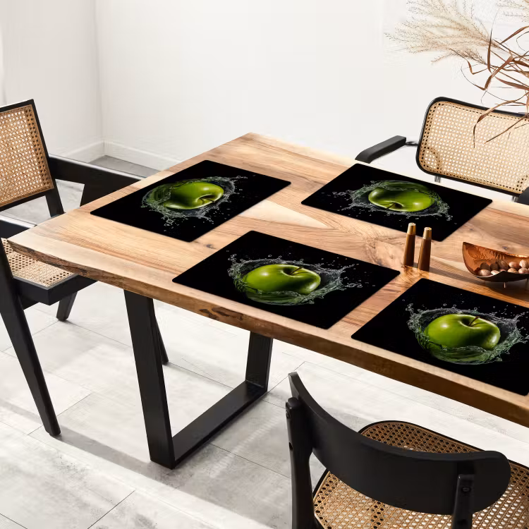 Placemat vinyl - Appel - Groen - Fruit - Water - Zwart — 4