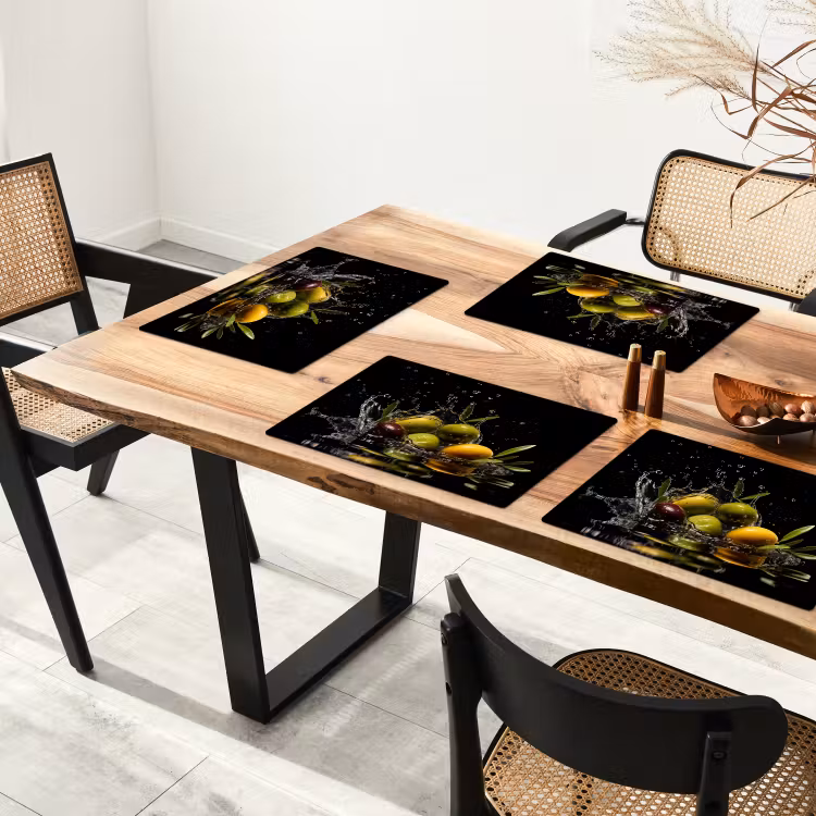 Placemat vinyl - Olijven - Groen - Water - Zwart — 4