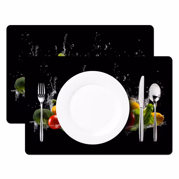 Placemat vinyl - Paprika - Water - Groente - Zwart — 2