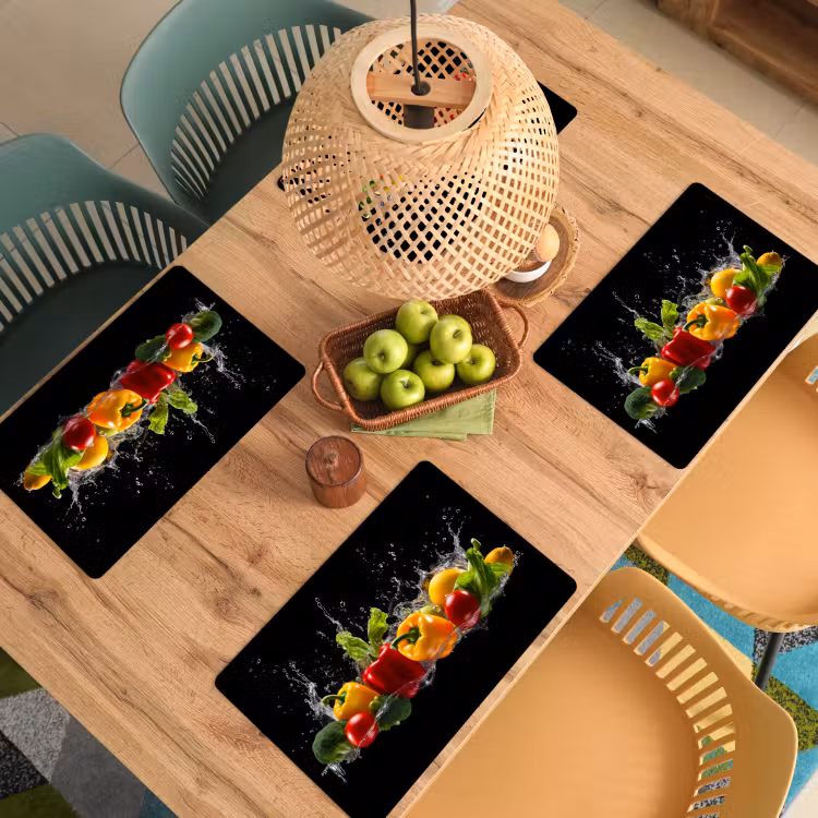 Placemat vinyl - Paprika - Water - Groente - Zwart — 3