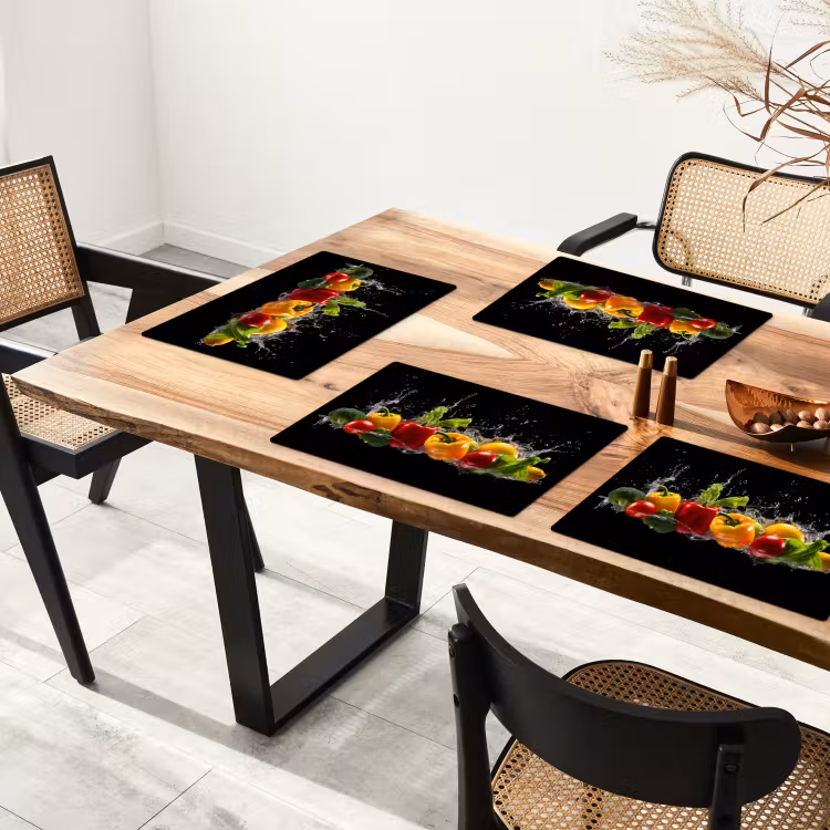 Placemat vinyl - Paprika - Water - Groente - Zwart — 4