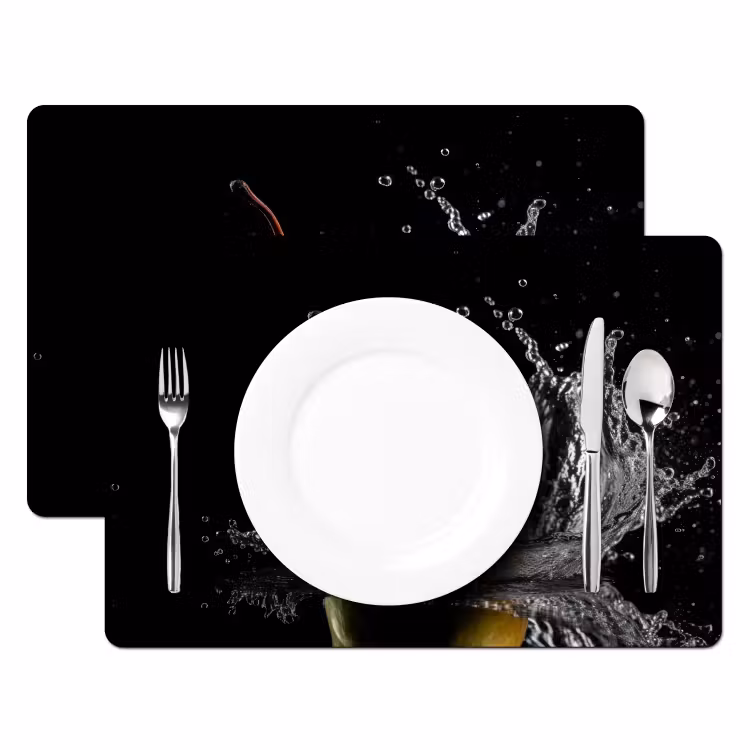 Placemat vinyl - Peer - Fruit - Water - Zwart — 2