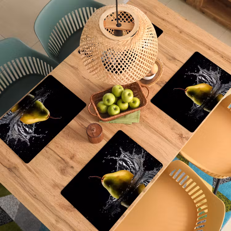 Placemat vinyl - Peer - Fruit - Water - Zwart — 3