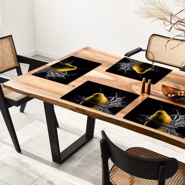 Placemat vinyl - Peer - Fruit - Water - Zwart — 4