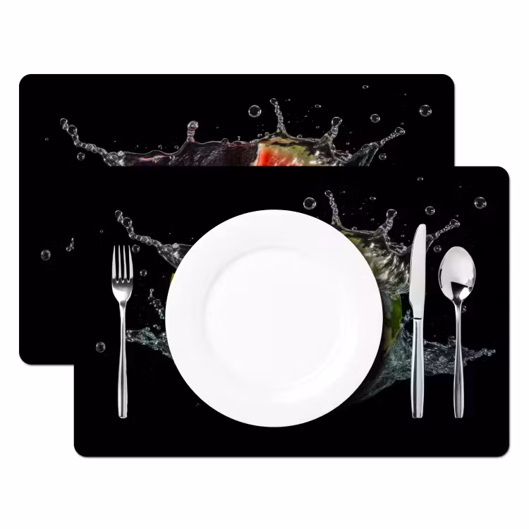 Placemat vinyl - Watermeloen - Zwart - Water - Fruit - Meloen — 2