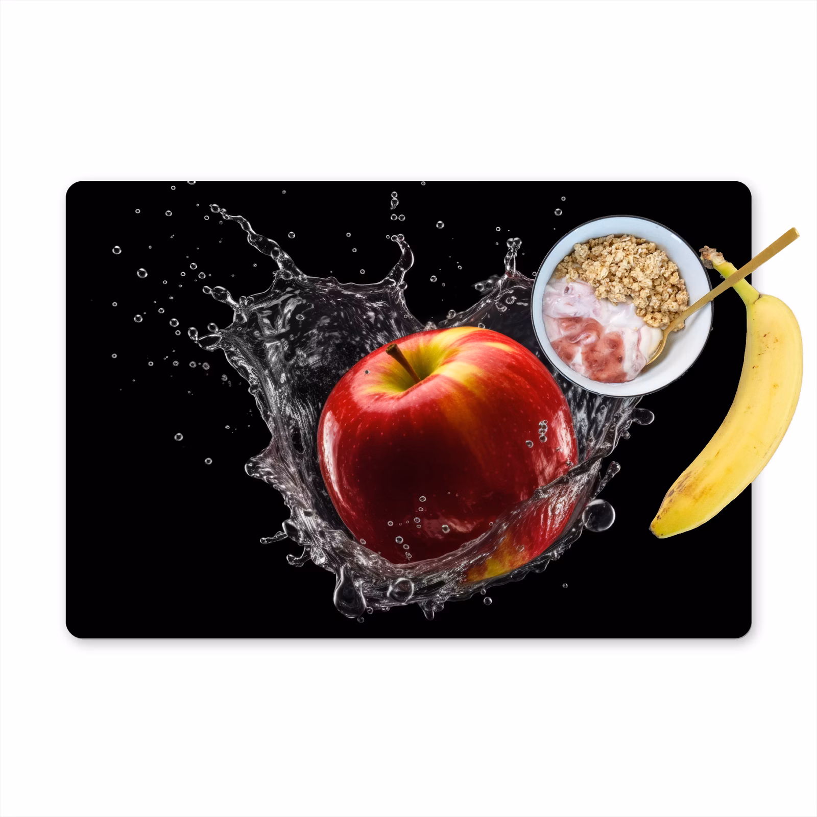 Placemat vinyl - Appel - Rood - Water - Zwart - Fruit — 1