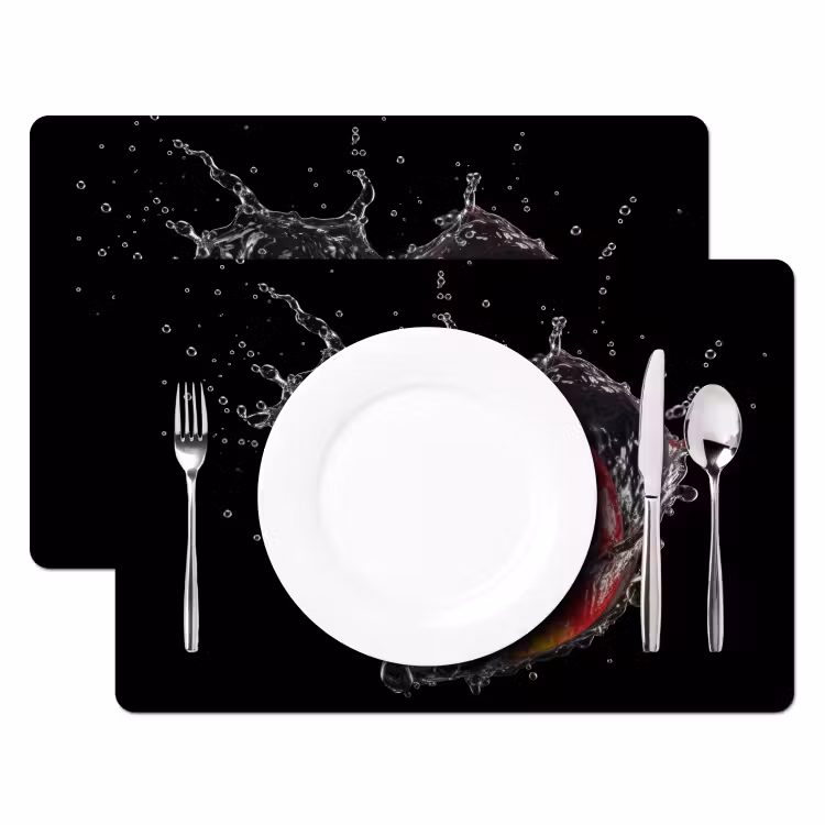 Placemat vinyl - Appel - Rood - Water - Zwart - Fruit — 2