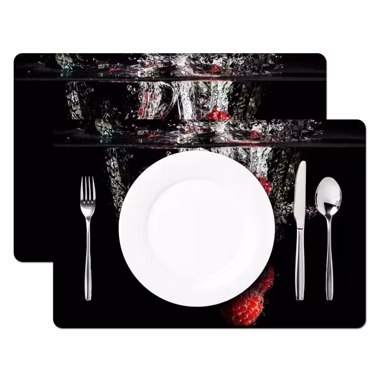 Placemat vinyl - Frambozen Onderdompeling — 2