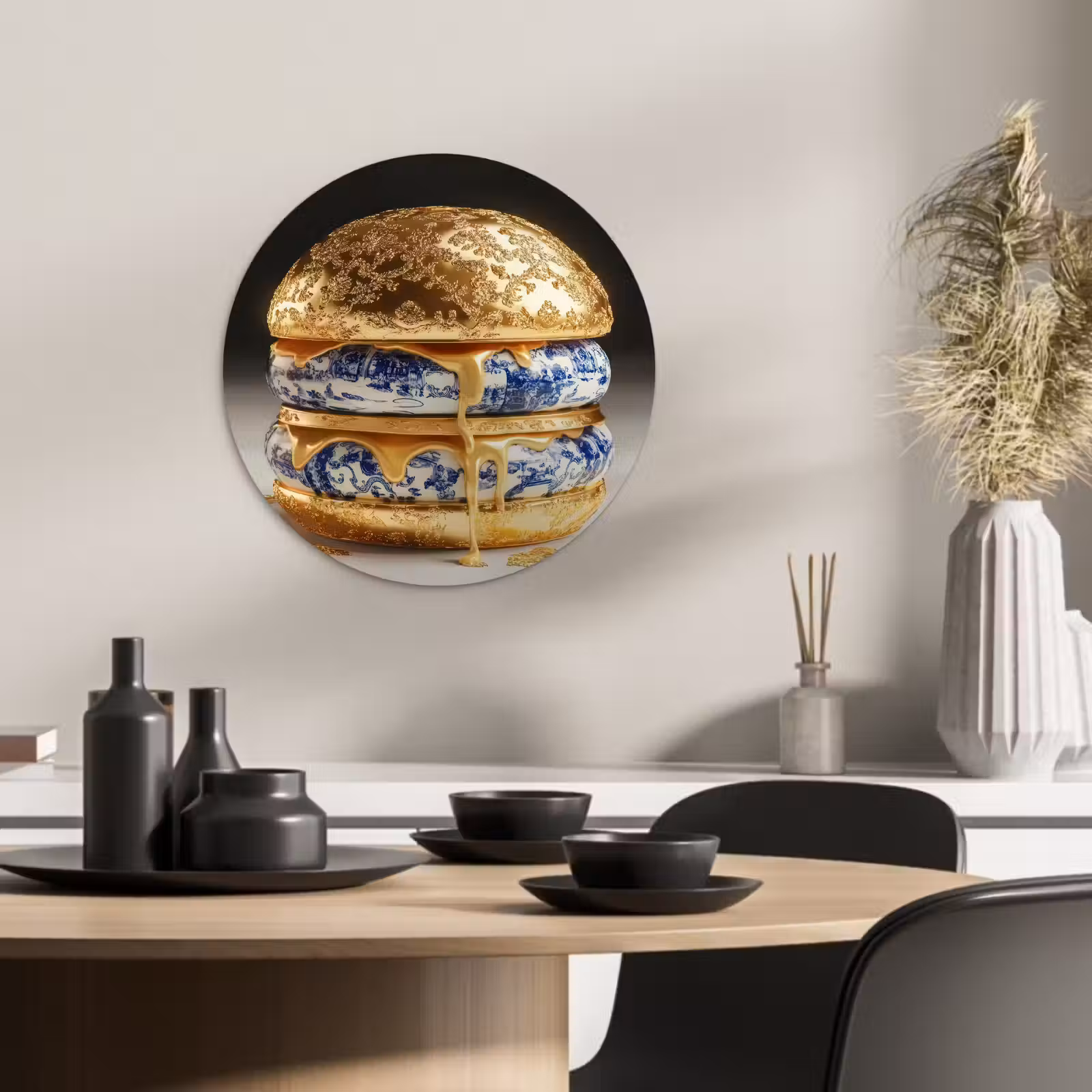 Muurcirkel - Delftsblauw - Goud - Burger — 1