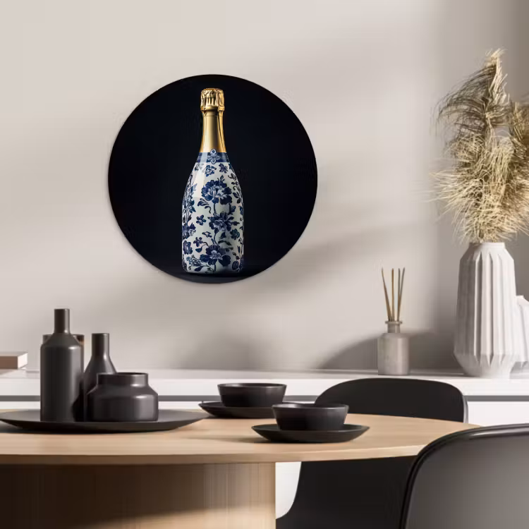 Muurcirkel - Champagne - Bloemen - Goud - Chique — 2