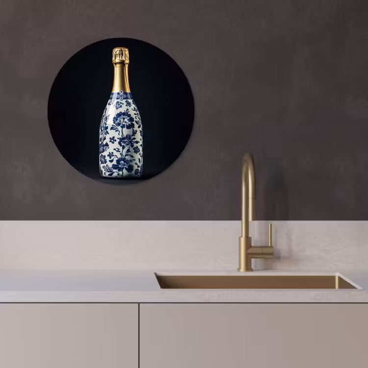 Muurcirkel - Champagne - Bloemen - Goud - Chique — 3