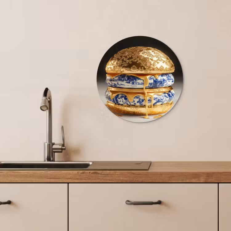 Muurcirkel - Delftsblauw - Goud - Burger — 2