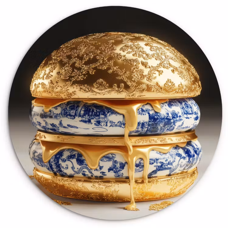 Muurcirkel - Delftsblauw - Goud - Burger — 3