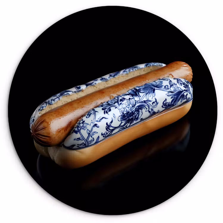 Muurcirkel - Hotdog - Porselein - Delfts blauw - Eten — 3