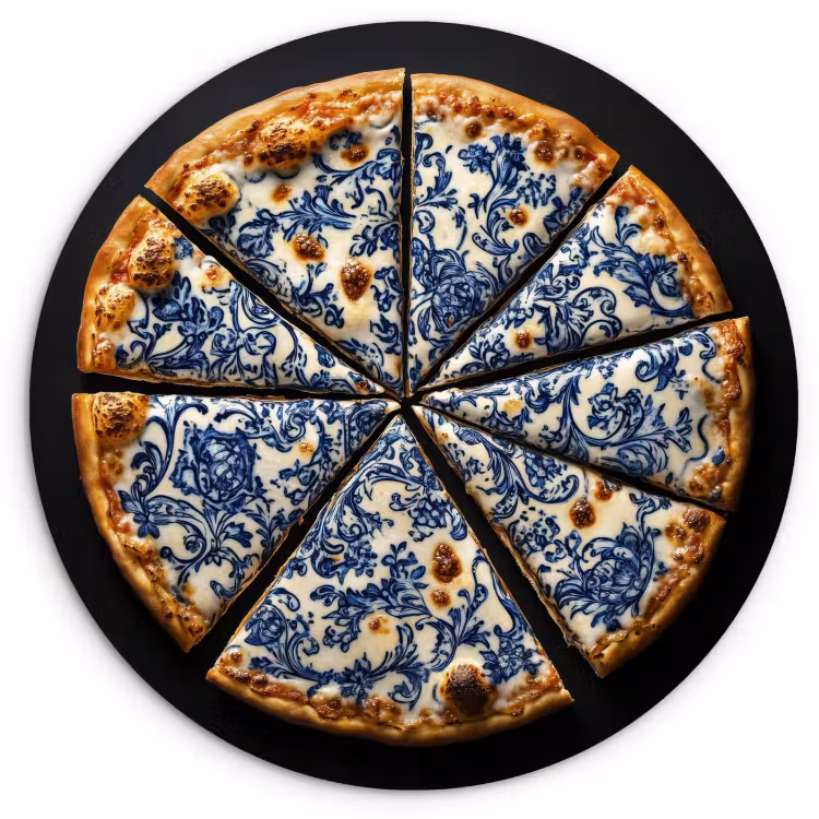 Muurcirkel - Pizza - Eten - Delftsblauw — 1