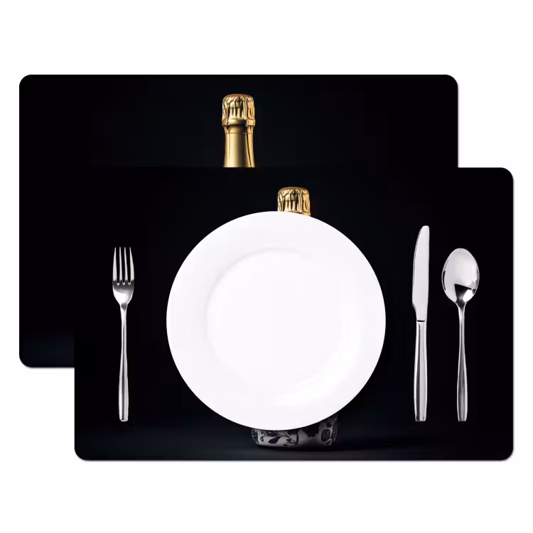 Placemat vinyl - Champagne - Bloemen - Goud - Chique — 2