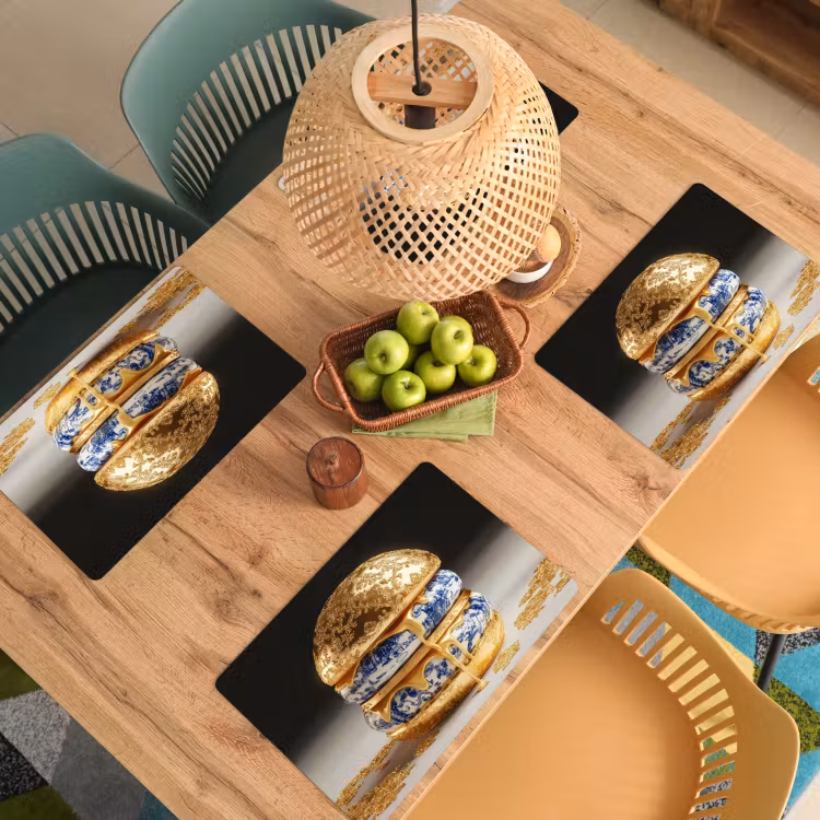 Placemat vinyl - Delftsblauw - Goud - Burger — 3
