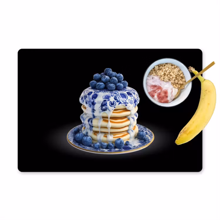 Placemat vinyl - Pannenkoeken - Blauwe Bessen - Bord — 1
