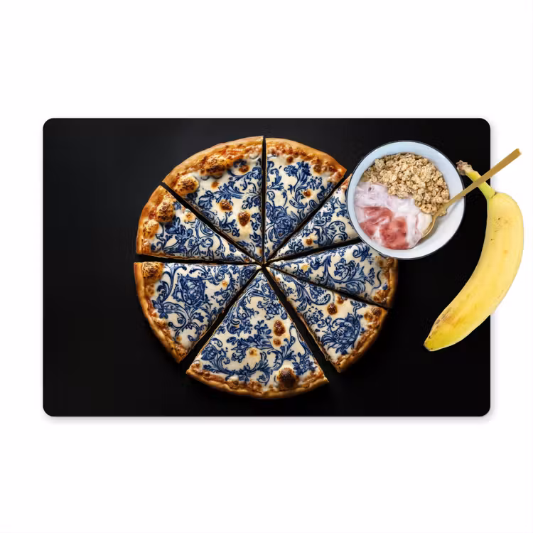 Placemat vinyl - Pizza - Eten - Delftsblauw — 1