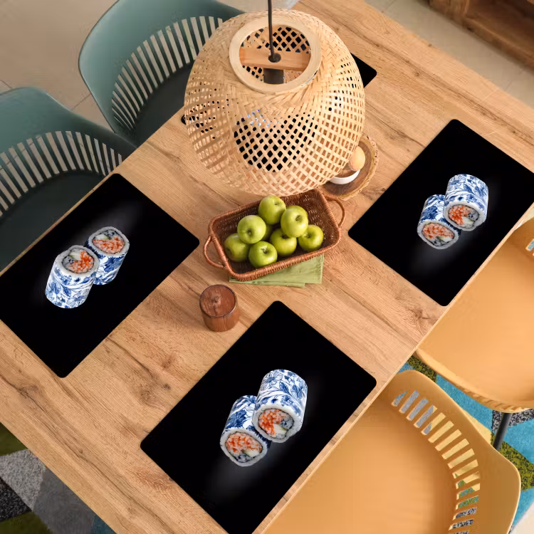 Placemat vinyl - Sushi - Delfts blauw - Rijst - Vis - Elegant — 3