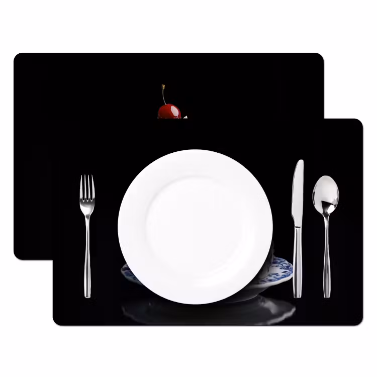 Placemat vinyl - Taart - Slagroom - Kers - Bord - Delfts blauw — 2