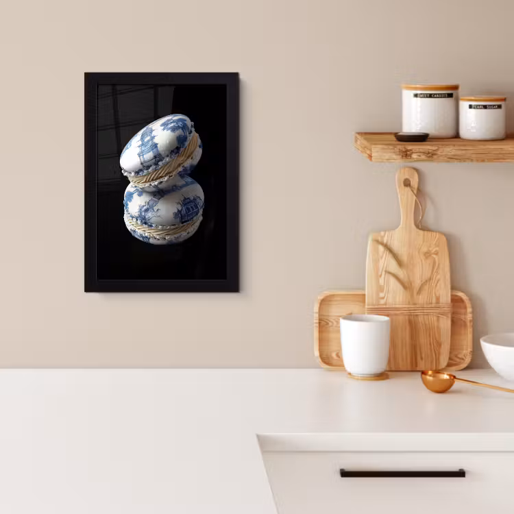 Poster met lijst - Eten - Macarons - Delfts blauw - Koekjes — 2