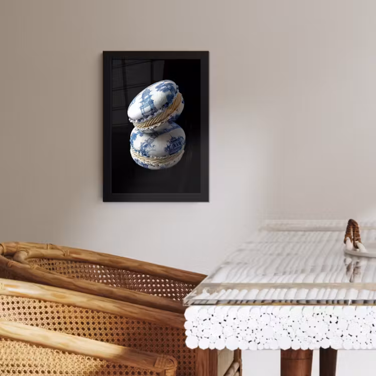 Poster met lijst - Eten - Macarons - Delfts blauw - Koekjes — 4