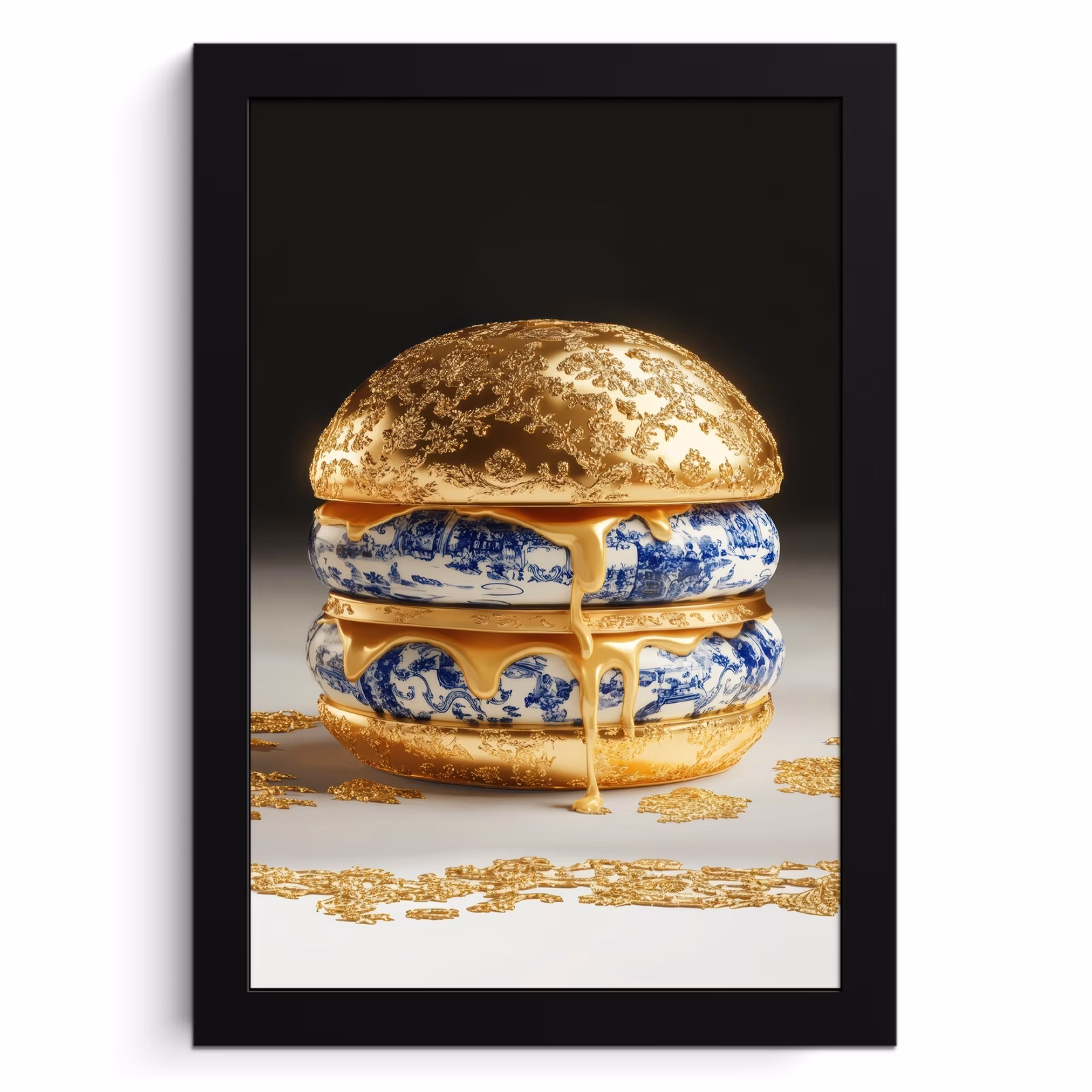 Poster met lijst - Delftsblauw - Goud - Burger — 1