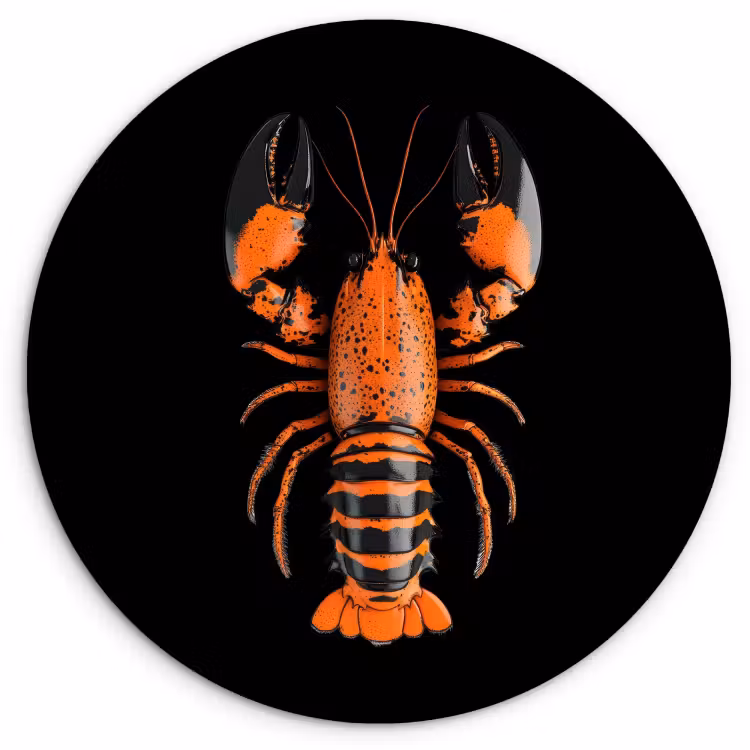 Muurcirkel - Kreeft - Oranje - Zwart - Modern — 1