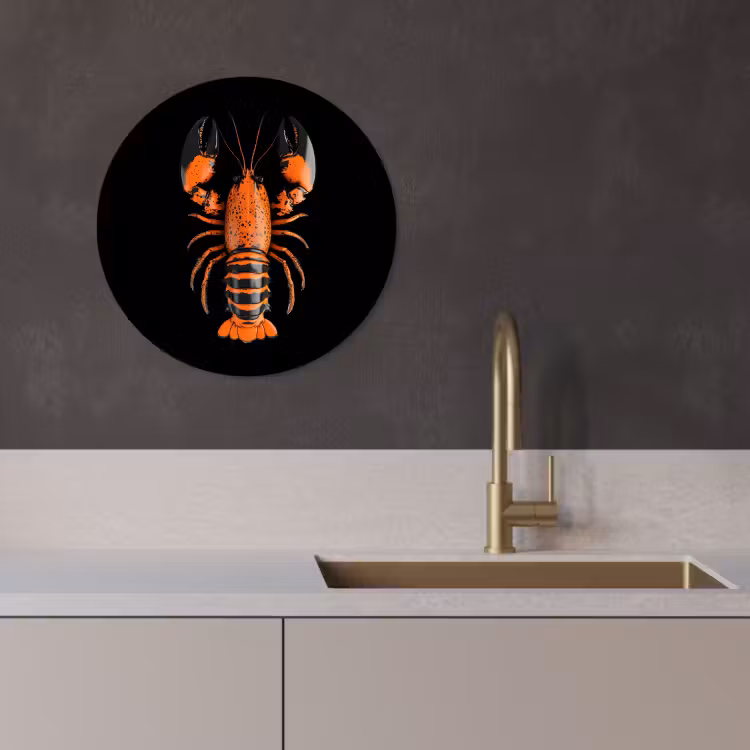 Muurcirkel - Kreeft - Oranje - Zwart - Modern — 4
