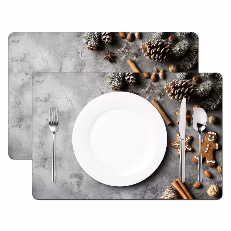 Placemat vinyl - Kerst - Bakken - Grijs - Landelijk — 2