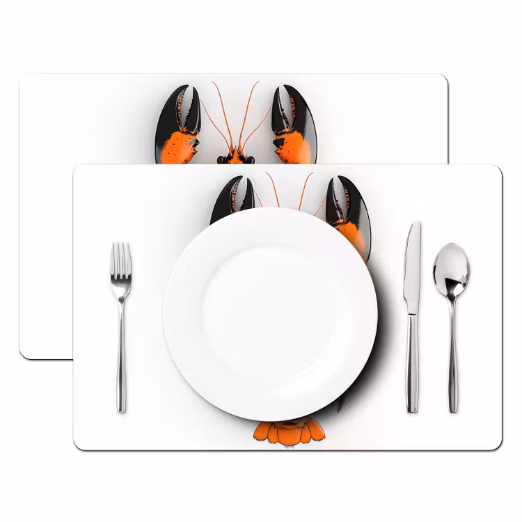 Placemat vinyl - Kreeft - Zwart - Oranje - Wit - Uniek — 2