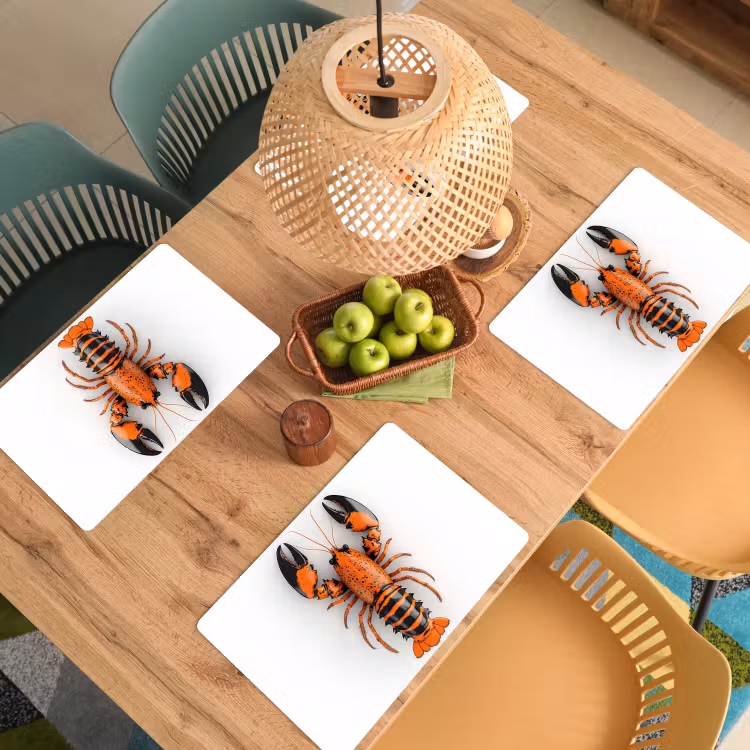 Placemat vinyl - Kreeft - Zwart - Oranje - Wit - Uniek — 3
