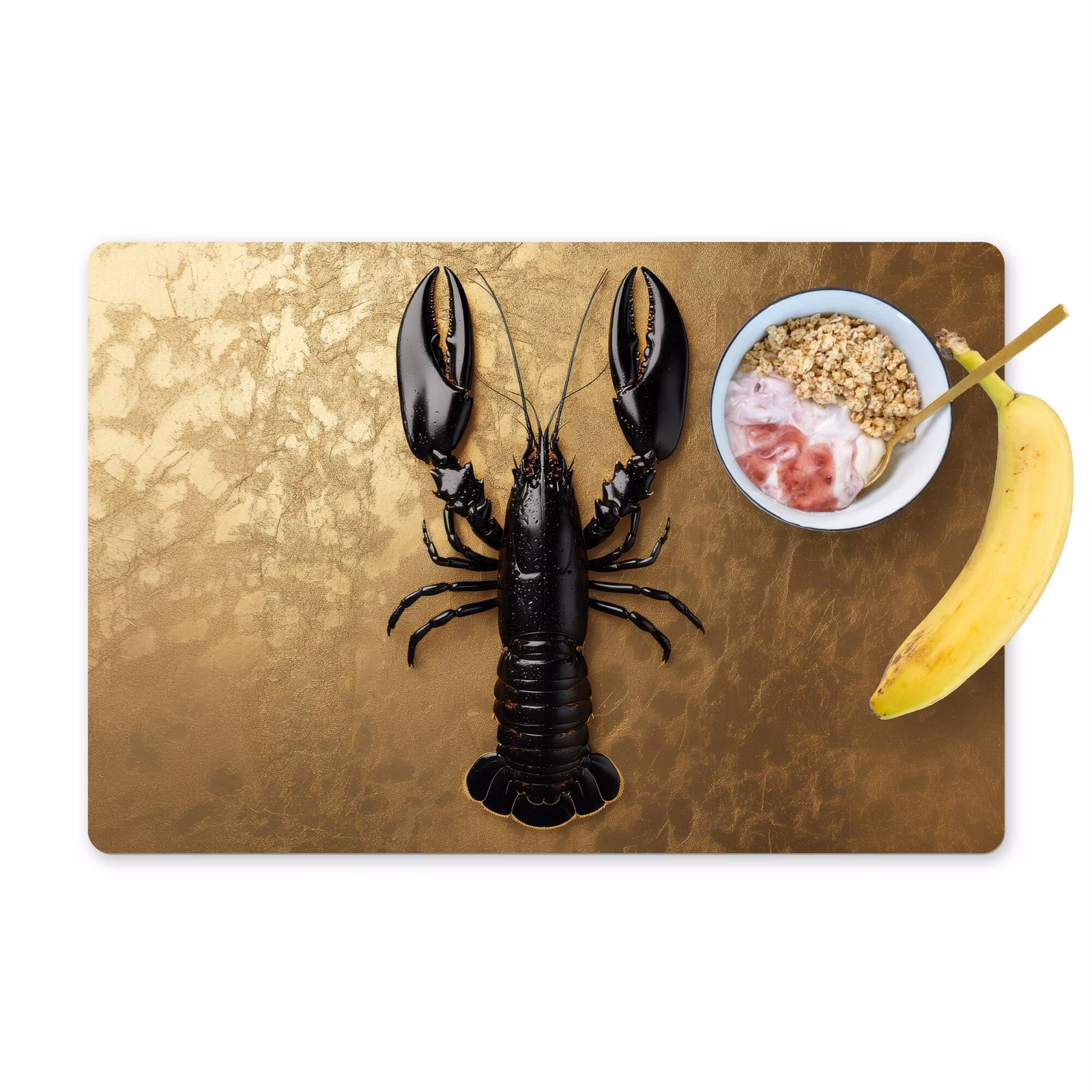 Placemat vinyl - Kreeft - Zwart - Goud - Luxe — 1
